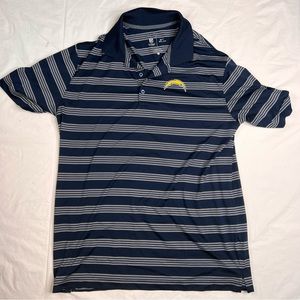 Nike Polo Shirt Large LA Chargers NFL Nike Dri Fit On Field Golf Striped L041222